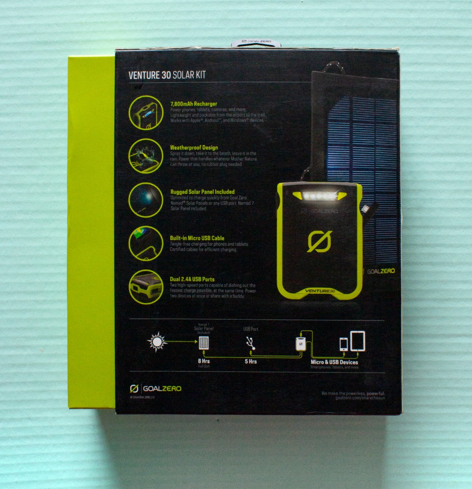 Goal Zero Venture 30 Dual USB Power Bank, Named 7 Solar Panel