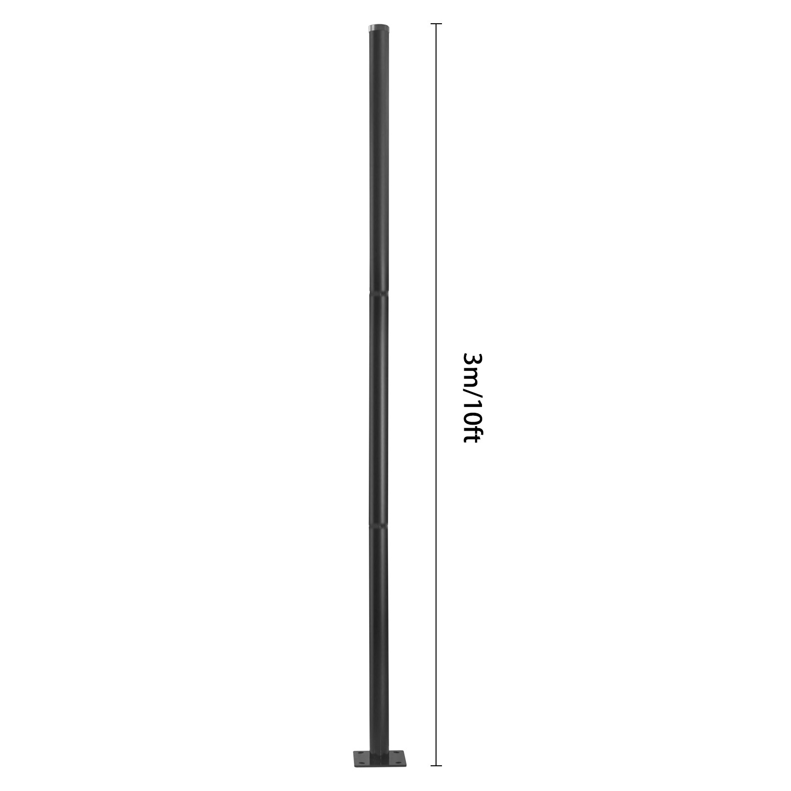 3m/10ft Black Galvanized Steel Parking Lot Lighting Post W/ Ground Cage Outdoor