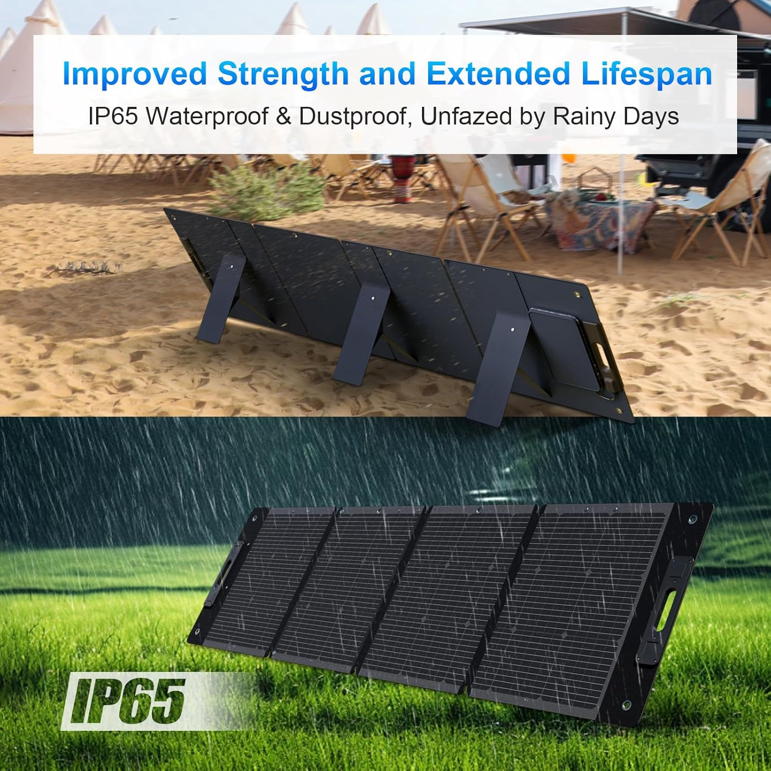 210W Portable Solar Panel, Waterproof Foldable Solar Panel Power Backup, Solar C