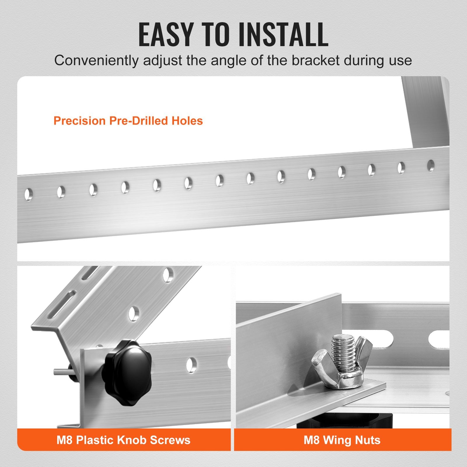 2 Sets Solar Panel Mounting Brackets 45-Inch,0 to 90° Adjustable Tilt Mount