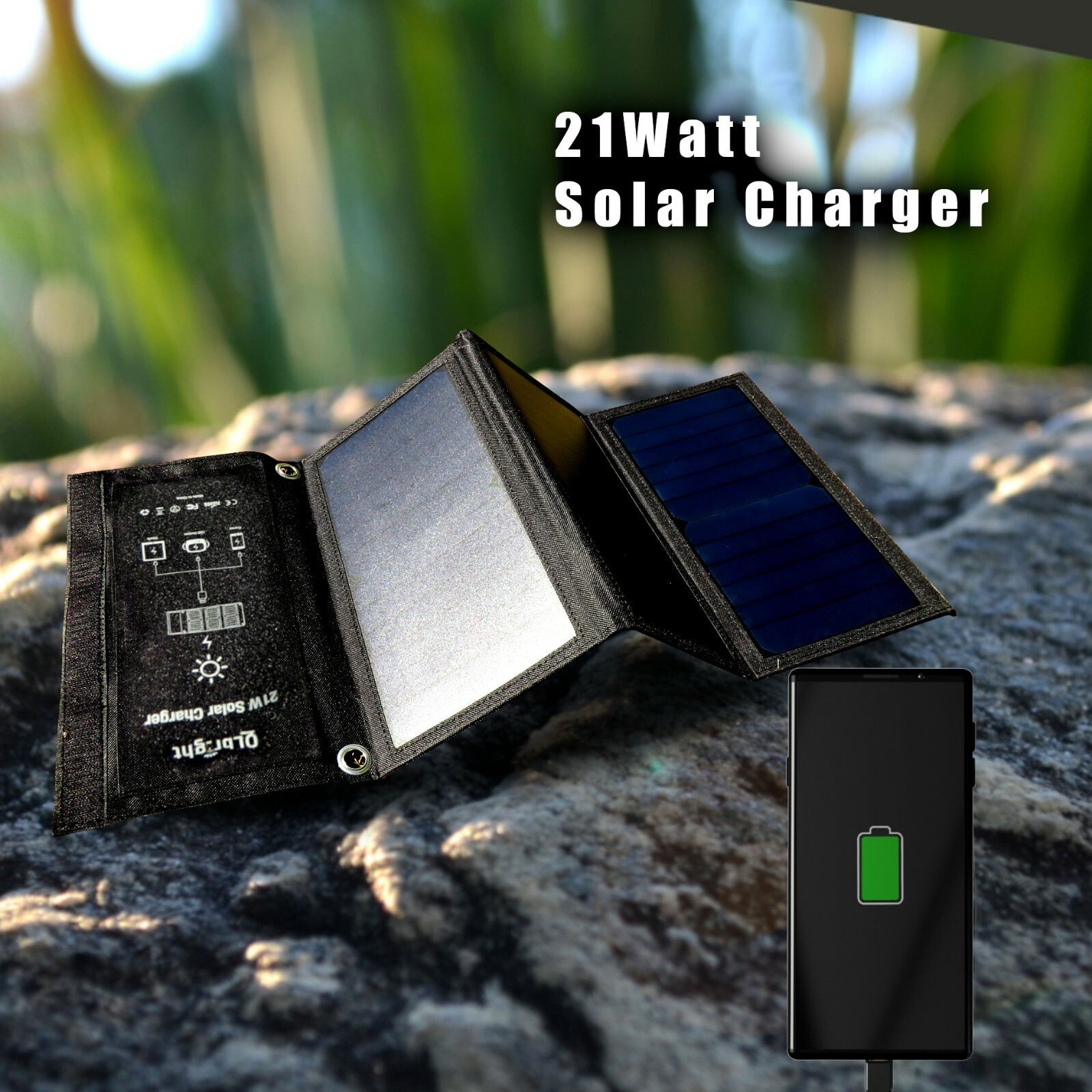 Powerful and Compact 21-Watt USB Solar Charger for Outdoors and Emergencies