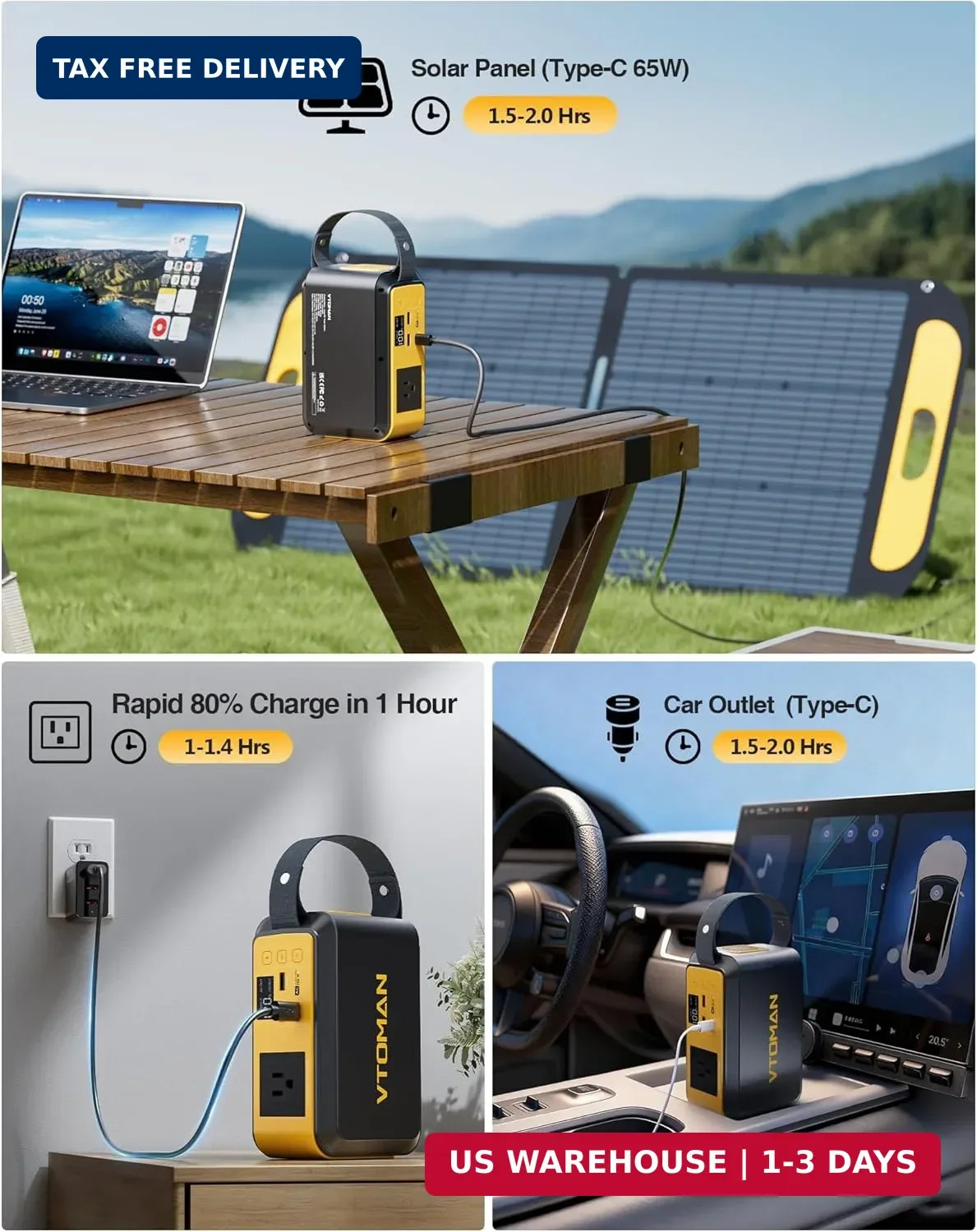 VTOMAN Jump 100 Portable Power Station, Solar Generator LiFePO4 Battery Power St