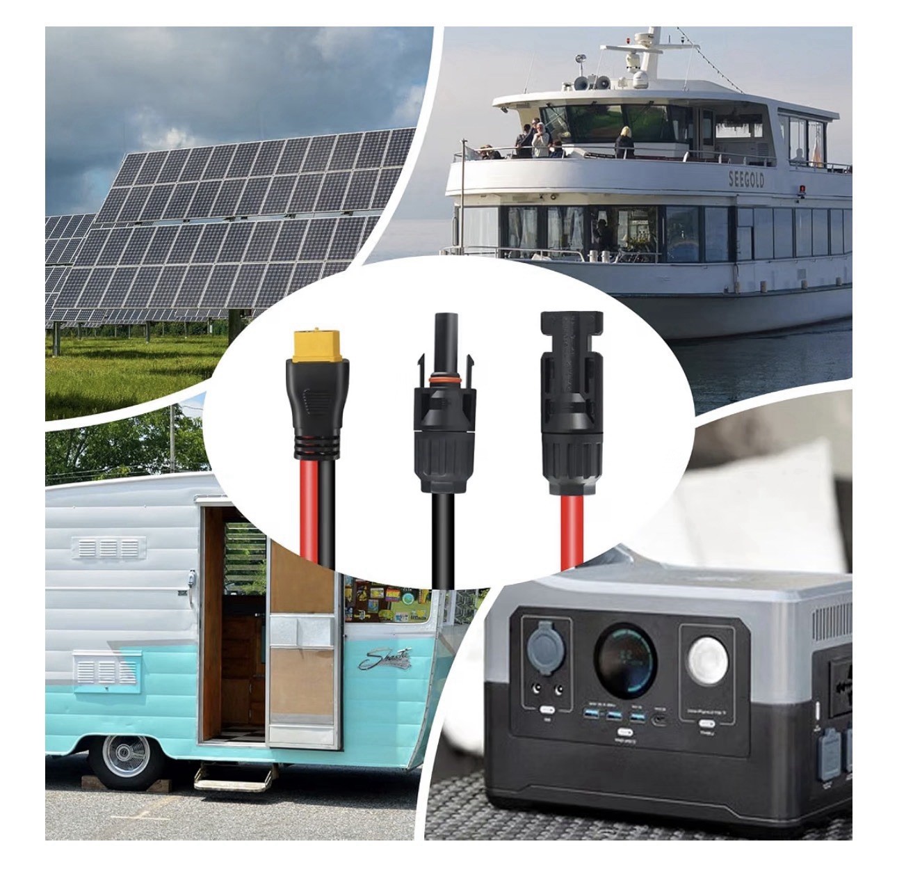12AWG Solar to XT60 Extension Cable, 2FT Solar to XT60 Connector