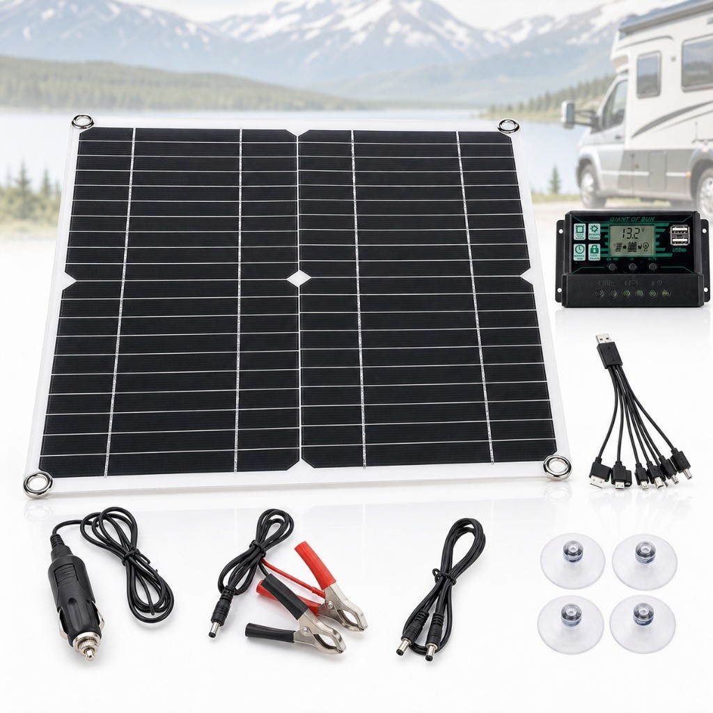 12V Monocrystalline Solar Panel Kit 100A Controller Charger RV Boat Car Camping