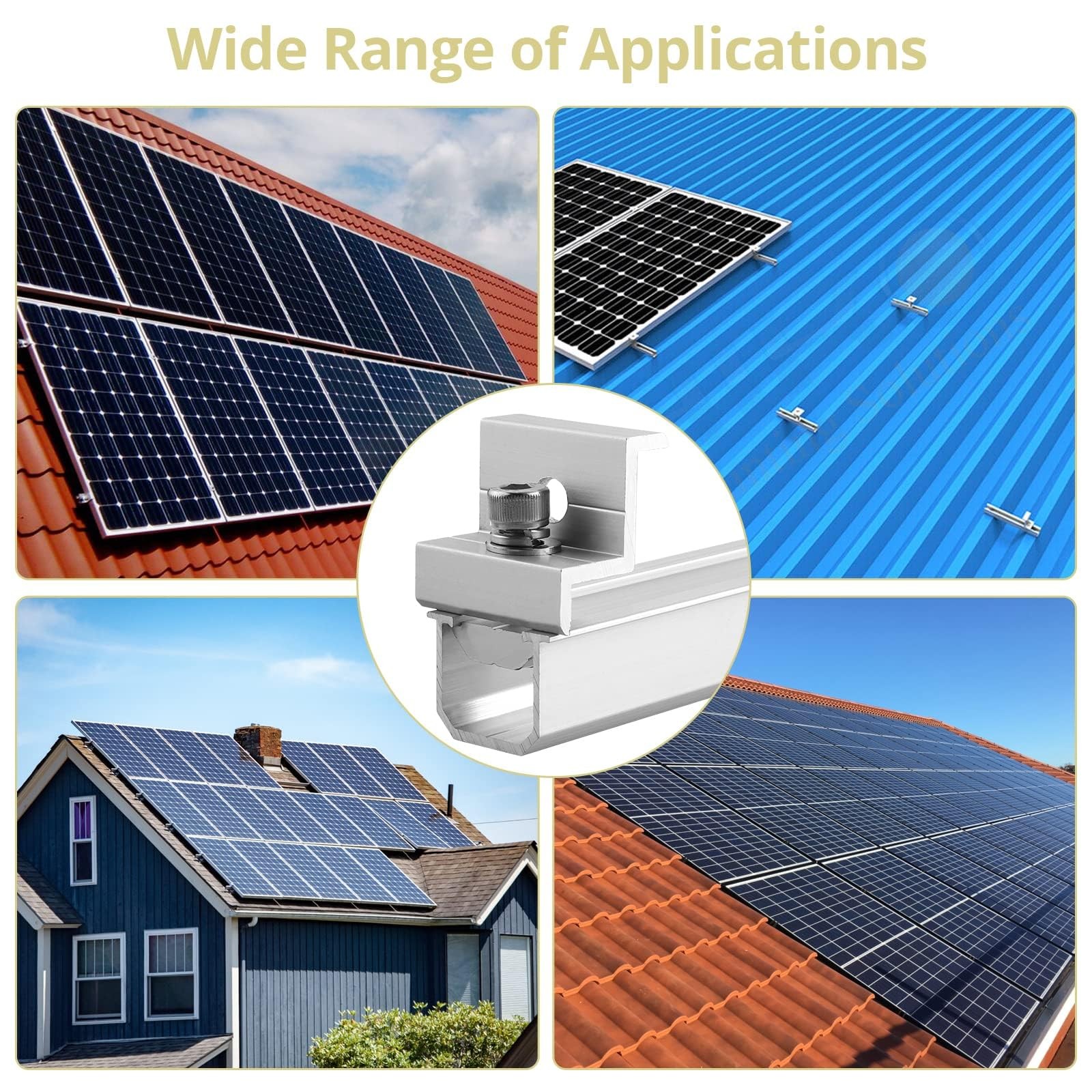Anbte Solar Panel Bracket Kit, 6 Pcs 7.87 in Aluminium Solar Panel Mounting Rail