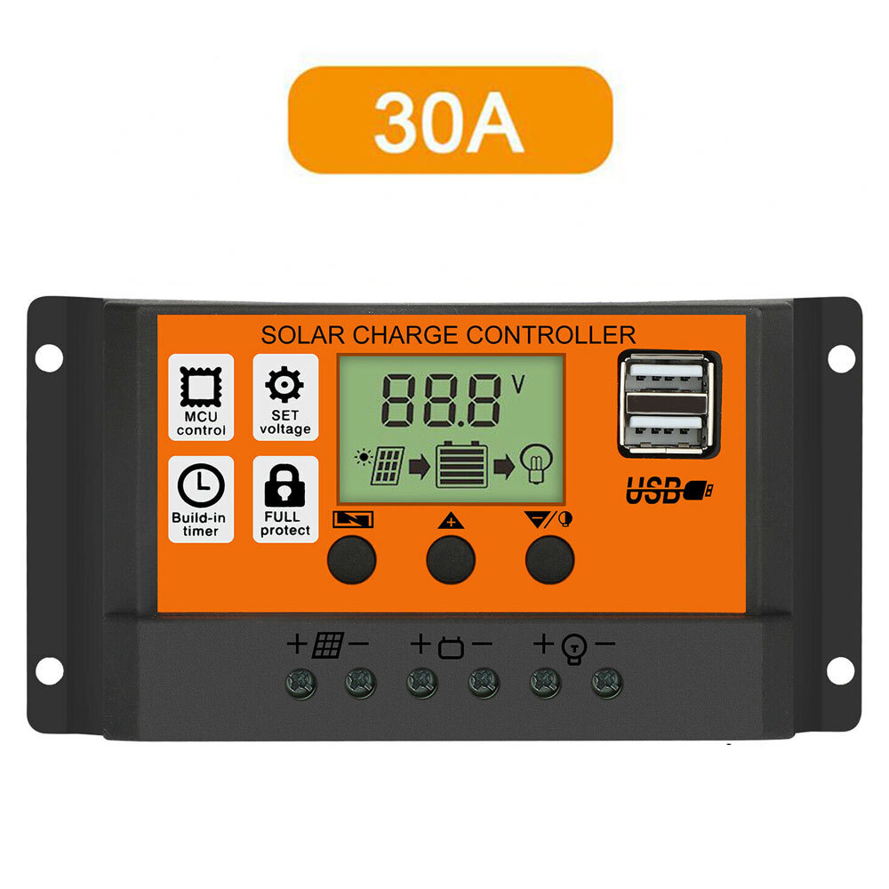 100A MTTP Solar Charge Controller Panel Battery LCD Regulator Dual USB 24/12V