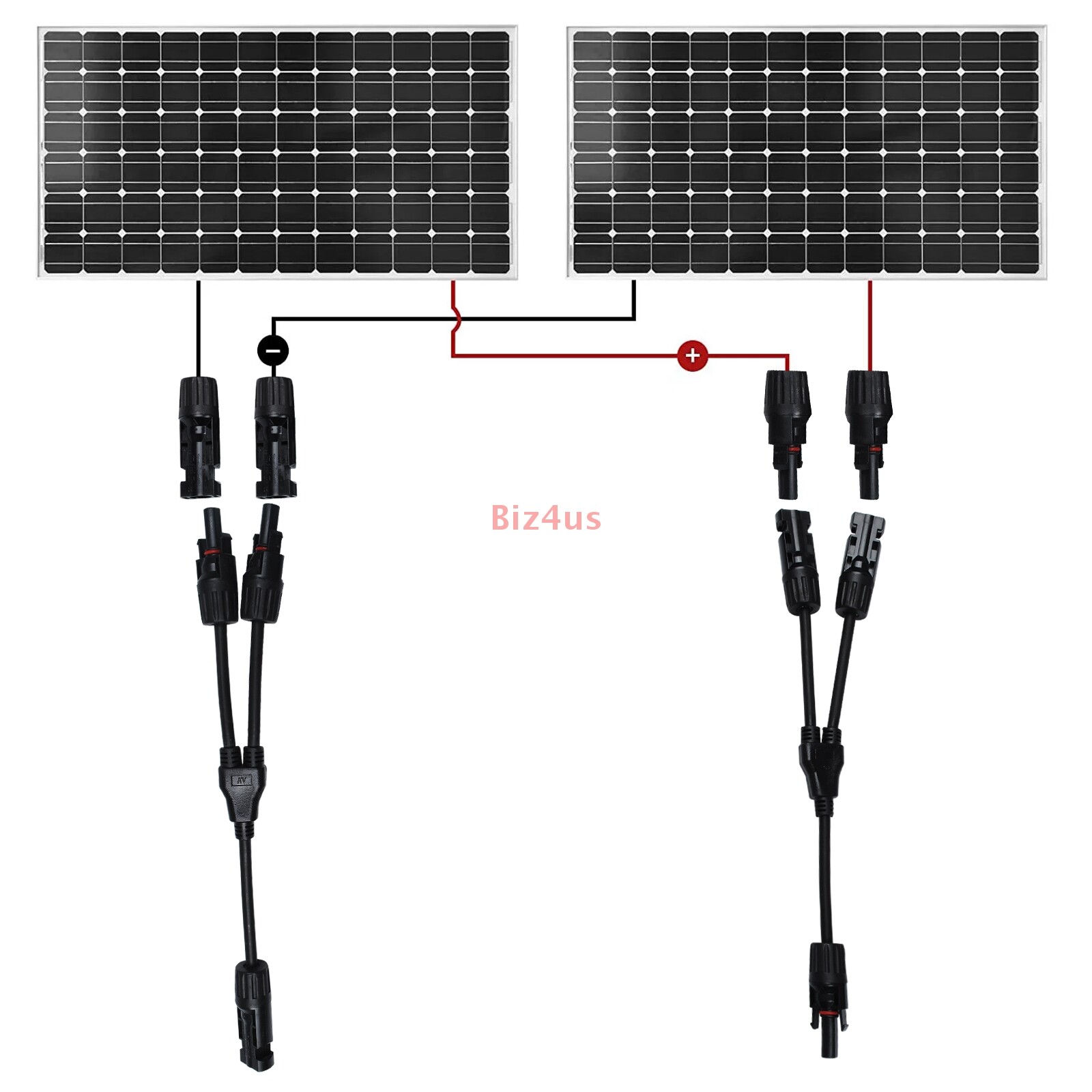 1Pair Solar Cable Splitter Waterproof IP67 2Y Branch Solar Panel Cable Connector