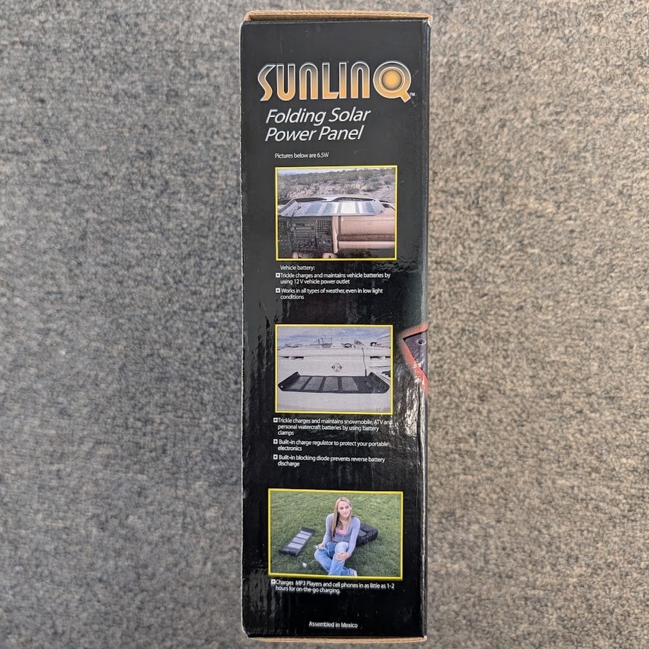 Sunlinq 6.5W Folding Solar Panel Kit 12V Battery Charger w/ Cables & Clamps