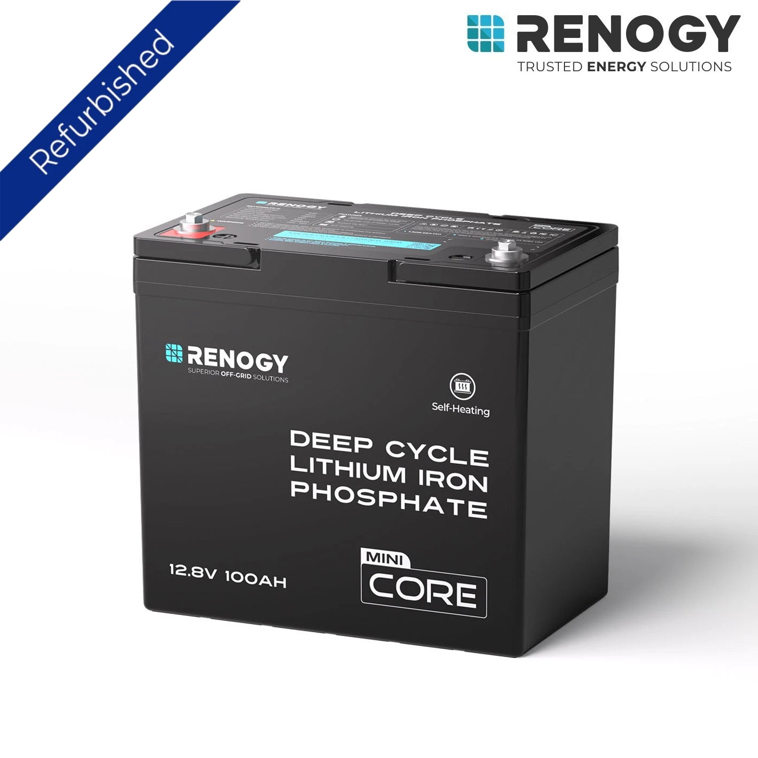 Renogy 12V 100Ah Lithium LiFePO4 Battery Self-Heating BMS Certified refurbished