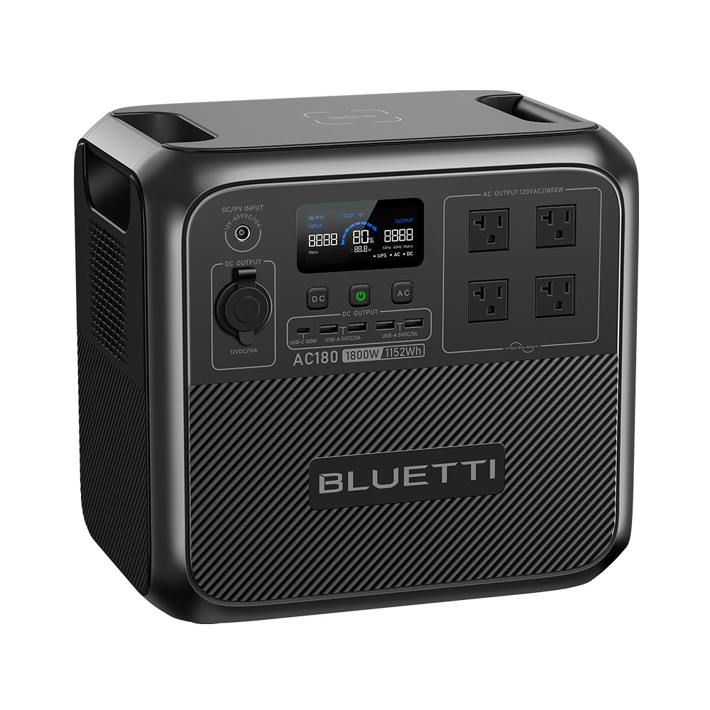 BLUETTI AC180 1800W 1152Wh Portable Power Station Solar Generator for Off-grid