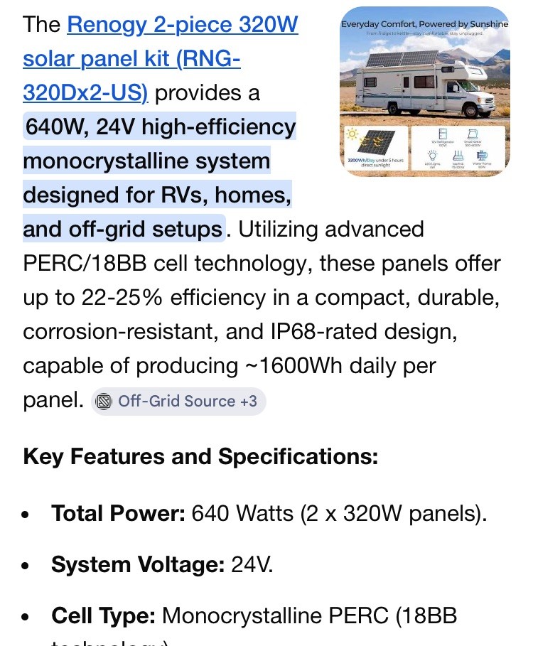 Renogy 2 Piece Solar Panel 320 Watt RNG-320DX2 for RV Boat Shed Farm House Roof