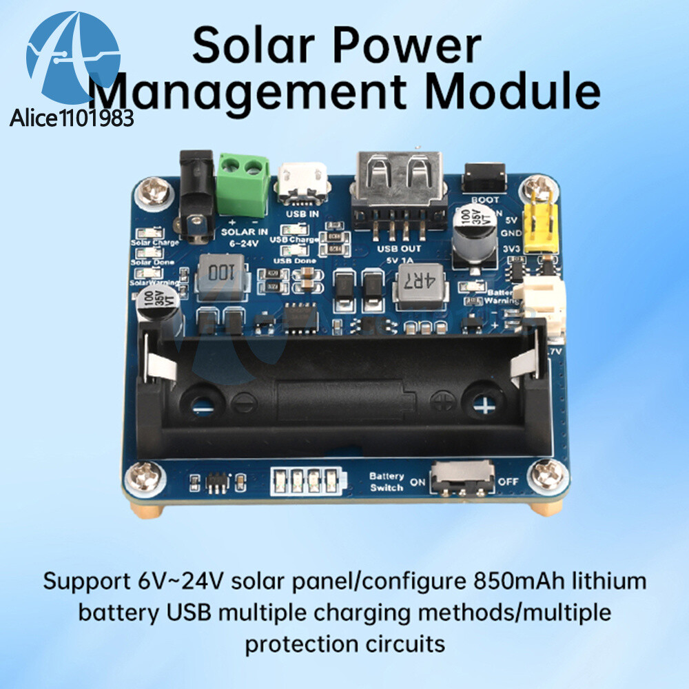 Power Manager Module for 6V~24V Solar Panel Support MPPT USB Battery Charging