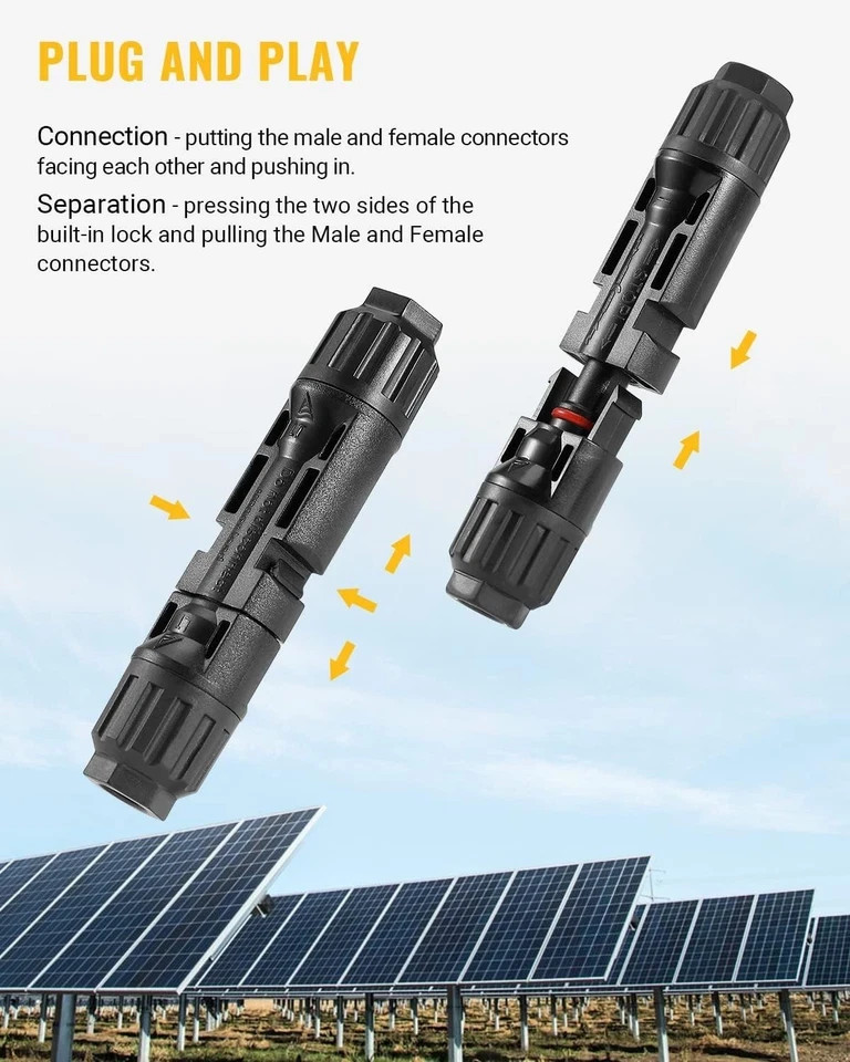 BougeRV 12 PCS Solar Connectors with Spanners Solar Panel Cable Connectors 6 Pai