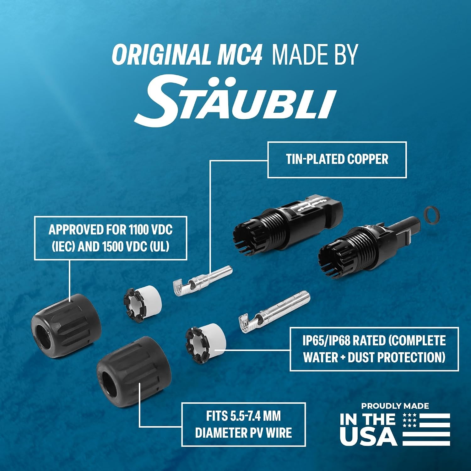 100 ft 10 AWG Solar Panel Extension Cable MC4 Connectors
