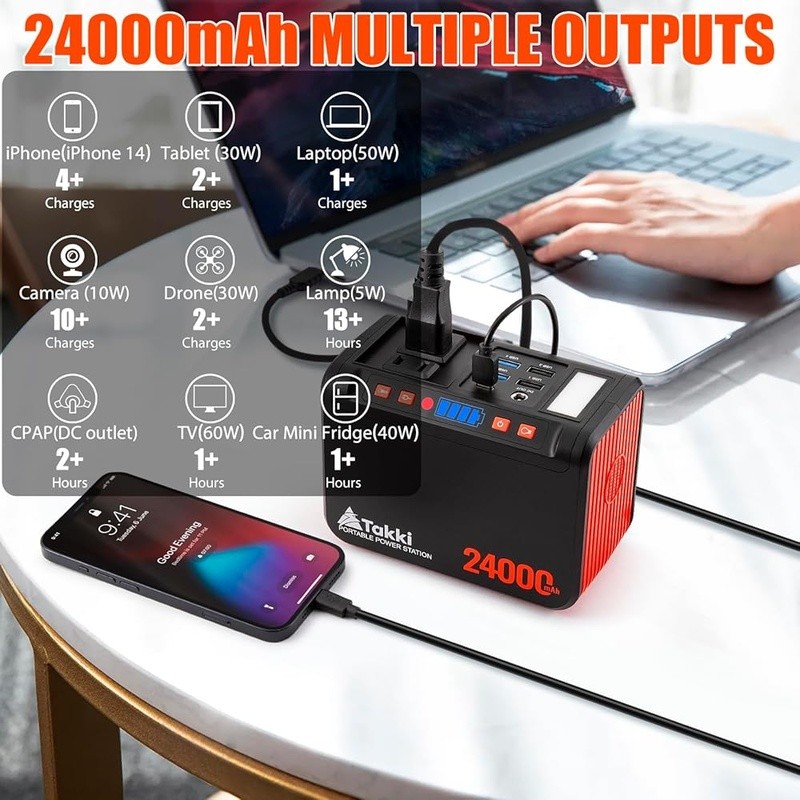 Portable Power Station 88.8Wh Fast Charging Camping Generator 8 Outputs New