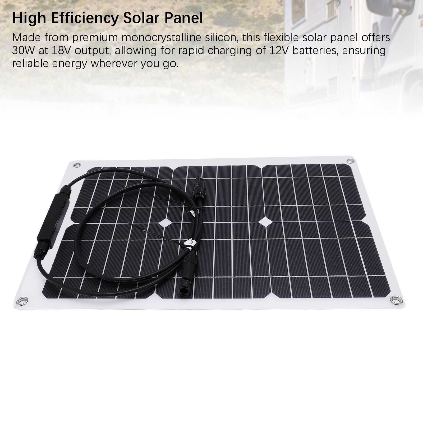 30W 18V Flexible Solar Panel High Efficiency Portable Bendable Monocrystall UIQW