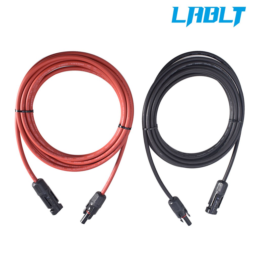 LABLT 10 Feet Solar Panel Extension Cable Wire Connector 12AWG Black And Red