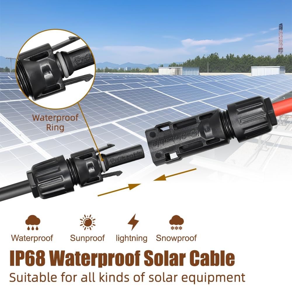 8AWG Solar Panel Extension Cable 30FT, 1500V 70A Solar Wire with IP68 Male an…