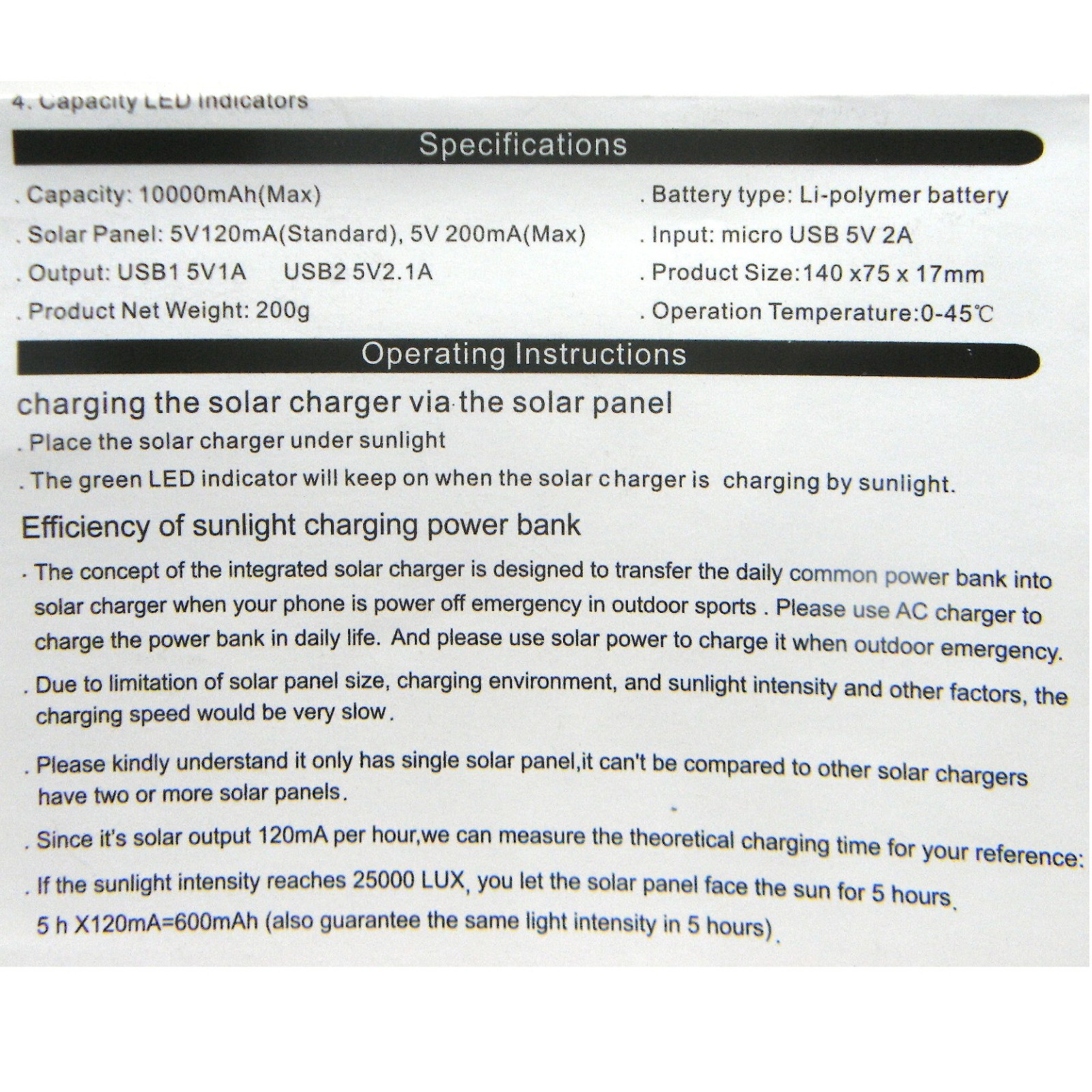 NEW RoHS PORTABLE SPORT OUTDOORS SUN SOLAR POWERED POWER BANK 10000mAh CHARGER