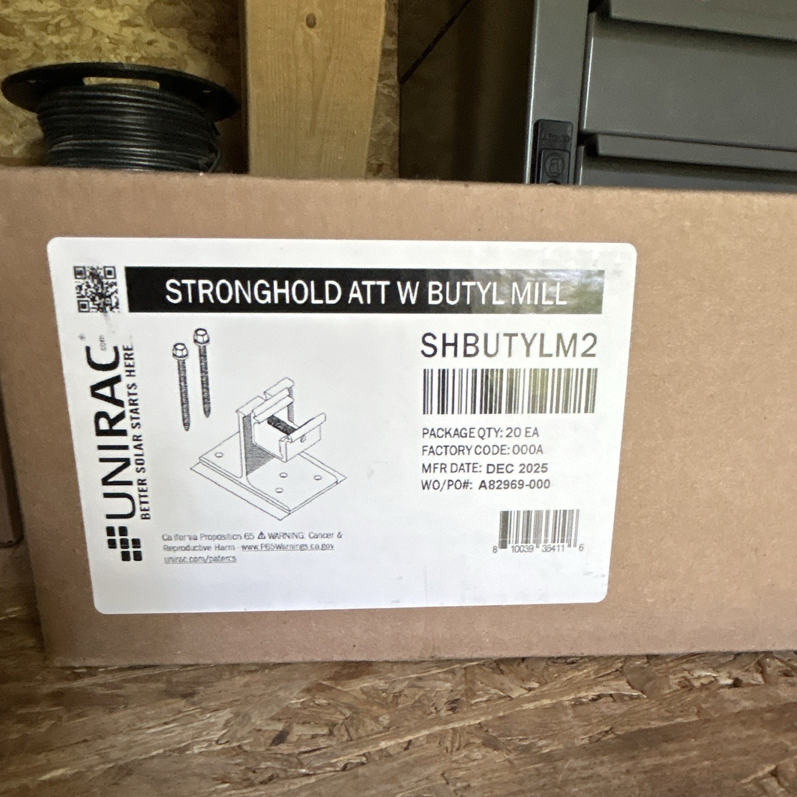 Unirac Stronghold ATT W Butyl Mill SHBUTYLM2 Solar Attachment Mount, 20 Pack