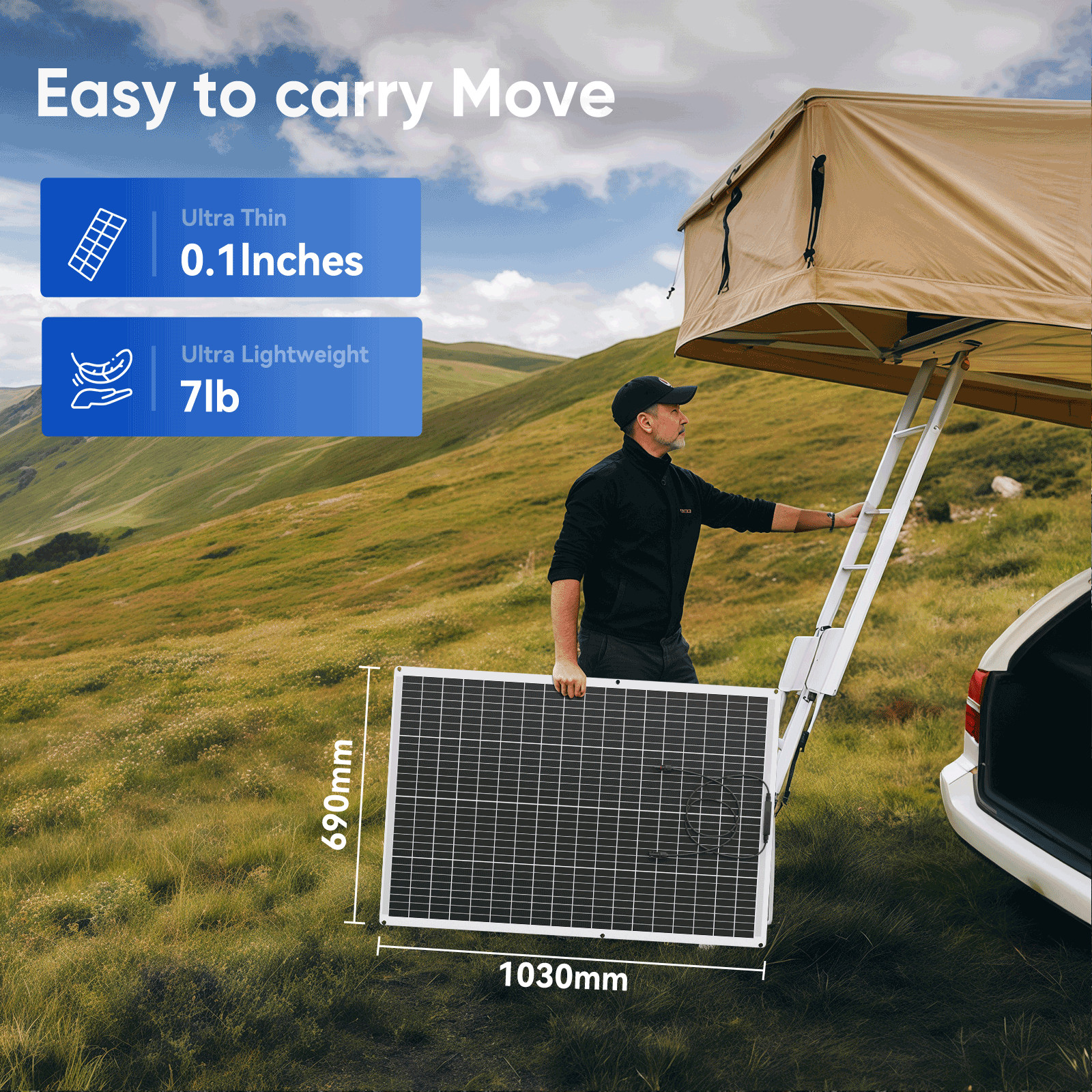 200W Flexible Mono Solar Panel 12V Power Portable Camping Home RV Battery Charge