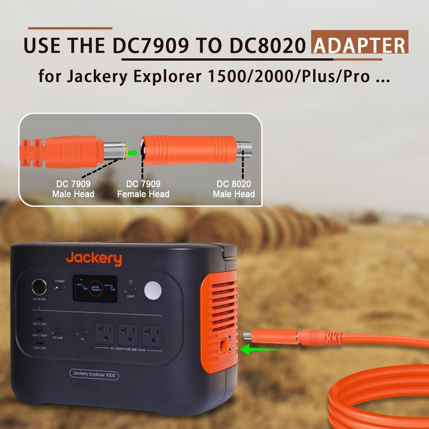 Solar Panel Adapter for Jackery, 6FT/1.8M Compatible with MC-4 to DC 8Mm Extensi