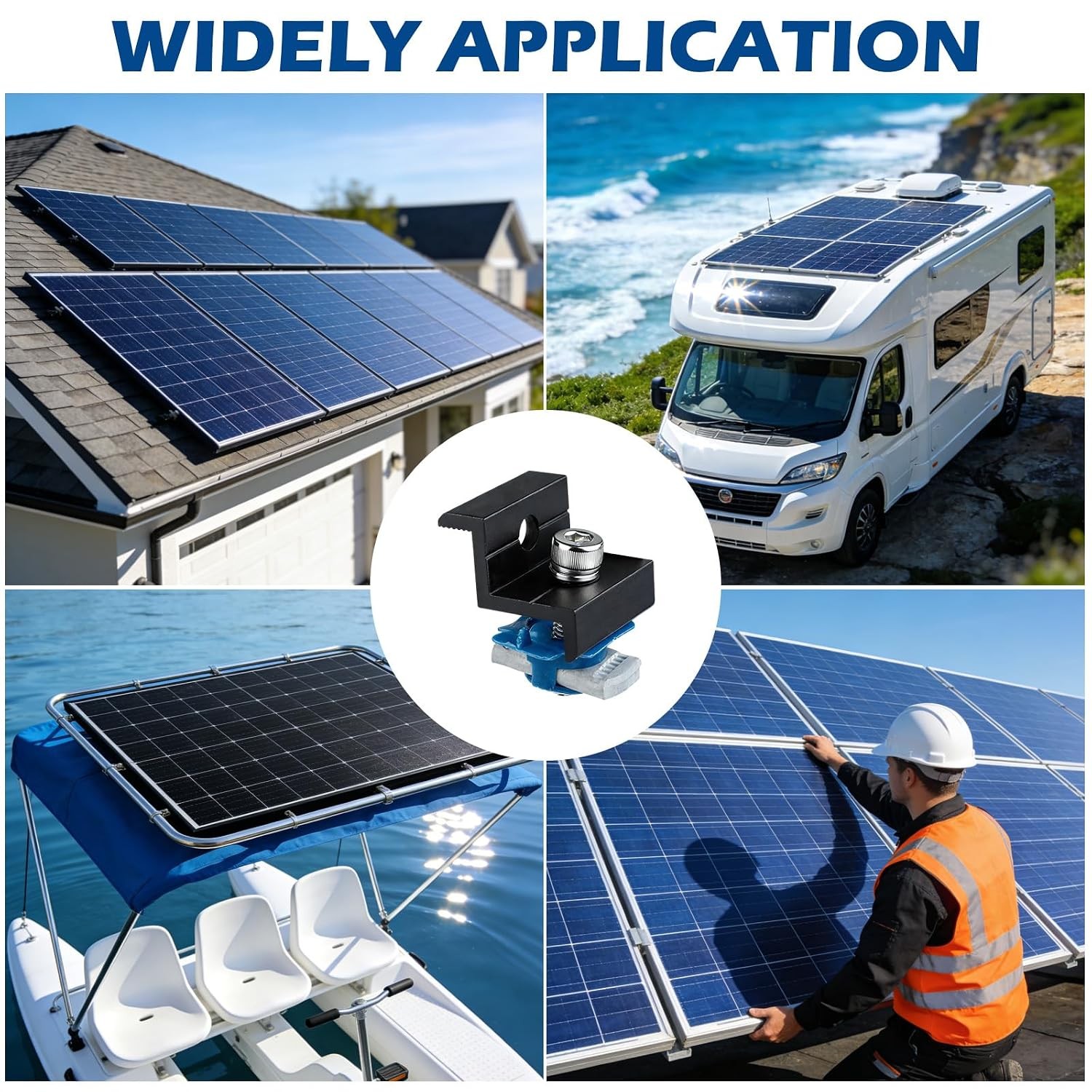 10pcs Solar Panel End Clamp Compatible with Standard Unistrut, Premium Aluminum