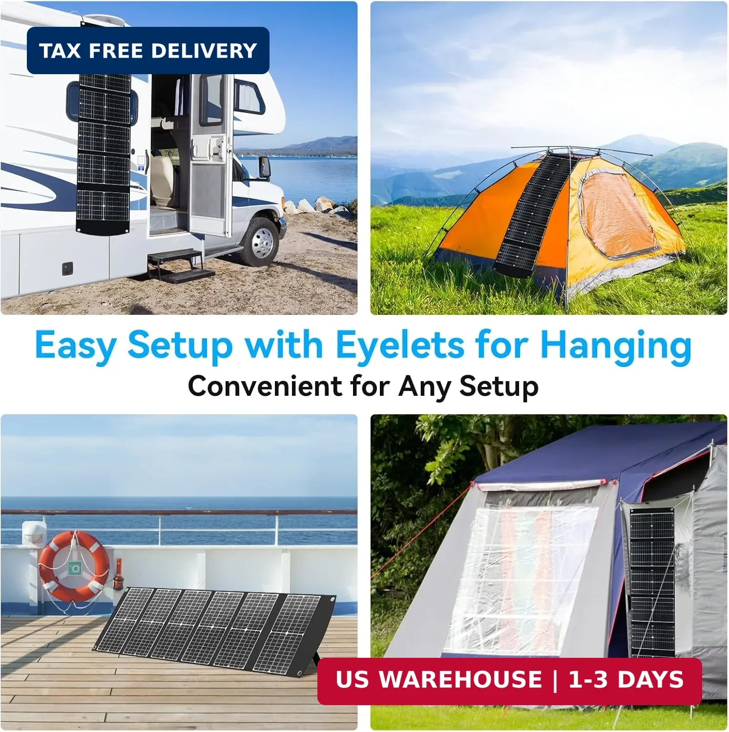100W Portable Solar Panel Extremely Lightweight Compact Foldable with USB QC3.0,