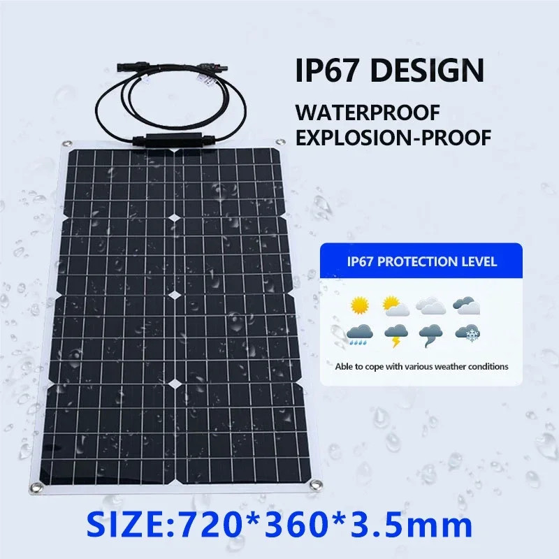 110V220V 6000W Flexible Solar Panel System Kit 12V Battery Charger Controller In
