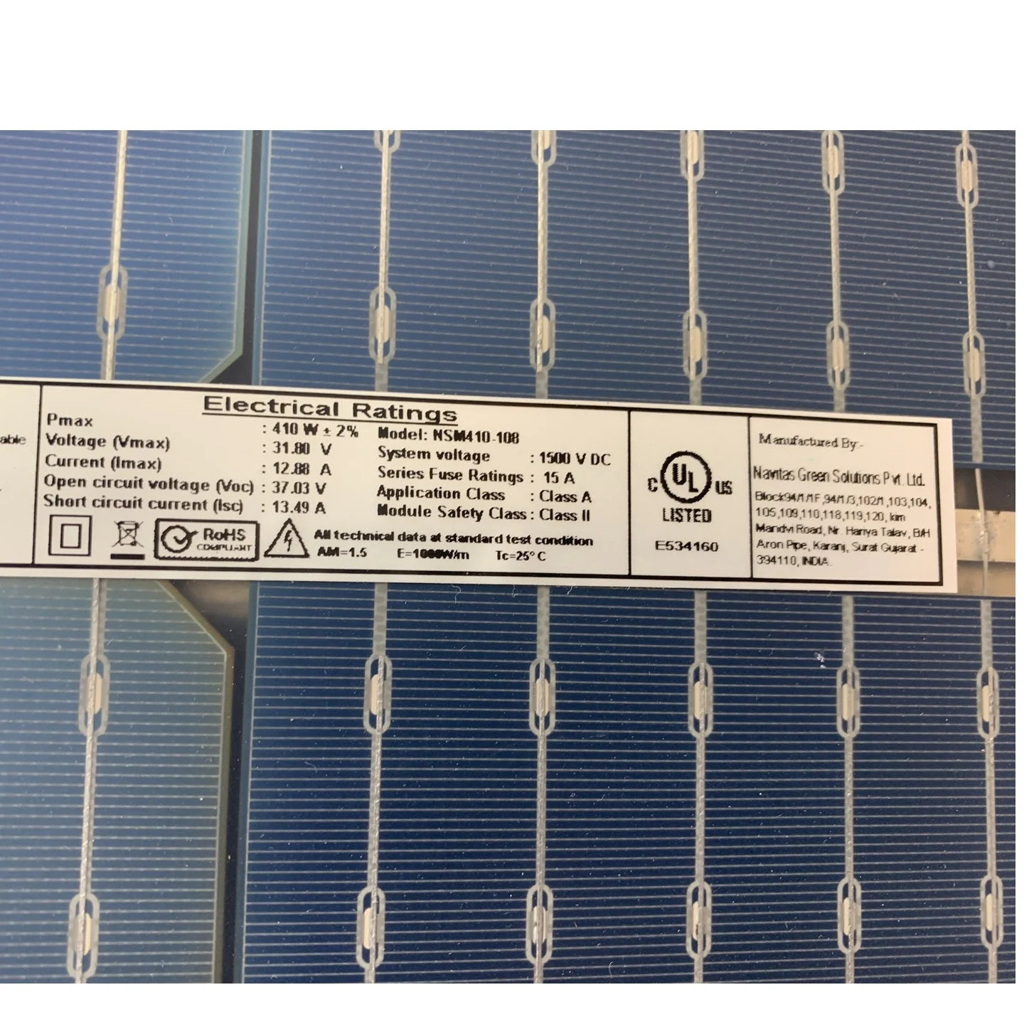 New Navitas 410W Black on Black Half Cut Bifacial Module 108 Cell Solar Panel