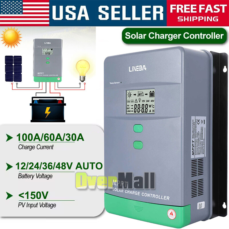MPPT Solar Charge Controller Solar Panel Battery Regulator 12/24V Auto 100A LCD