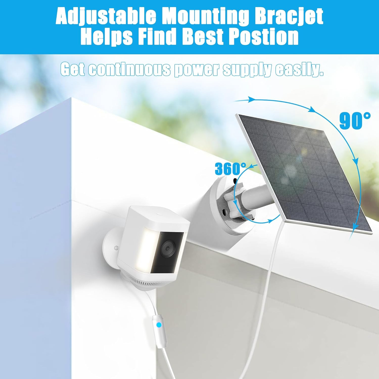 6W Solar Panel Compatible with Ring Spotlight Cam Plus/Pro and Stick up Cam Batt