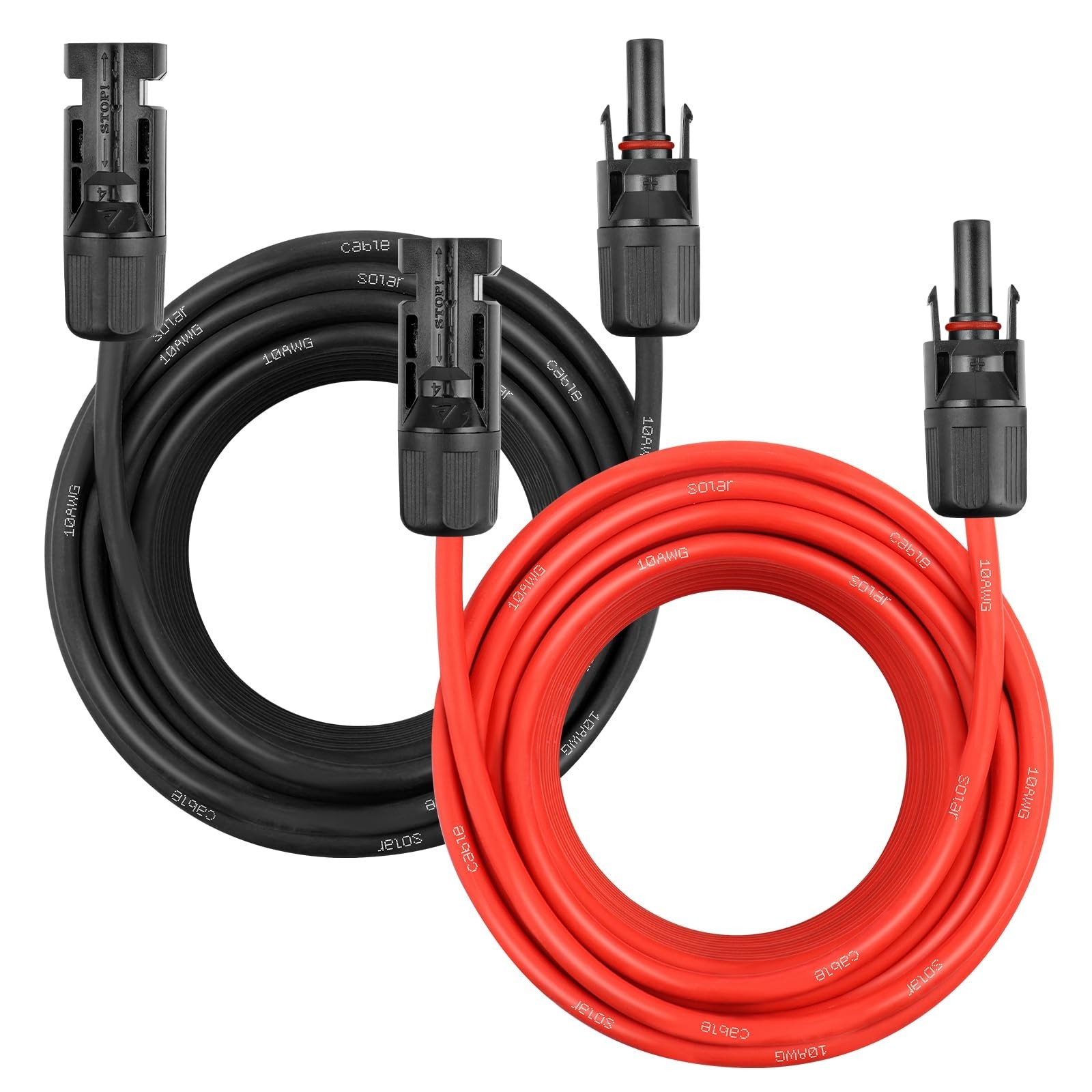 50FT 10AWG Solar Panel Extension Cable, Waterproof Connectors for RV, Home, Boat