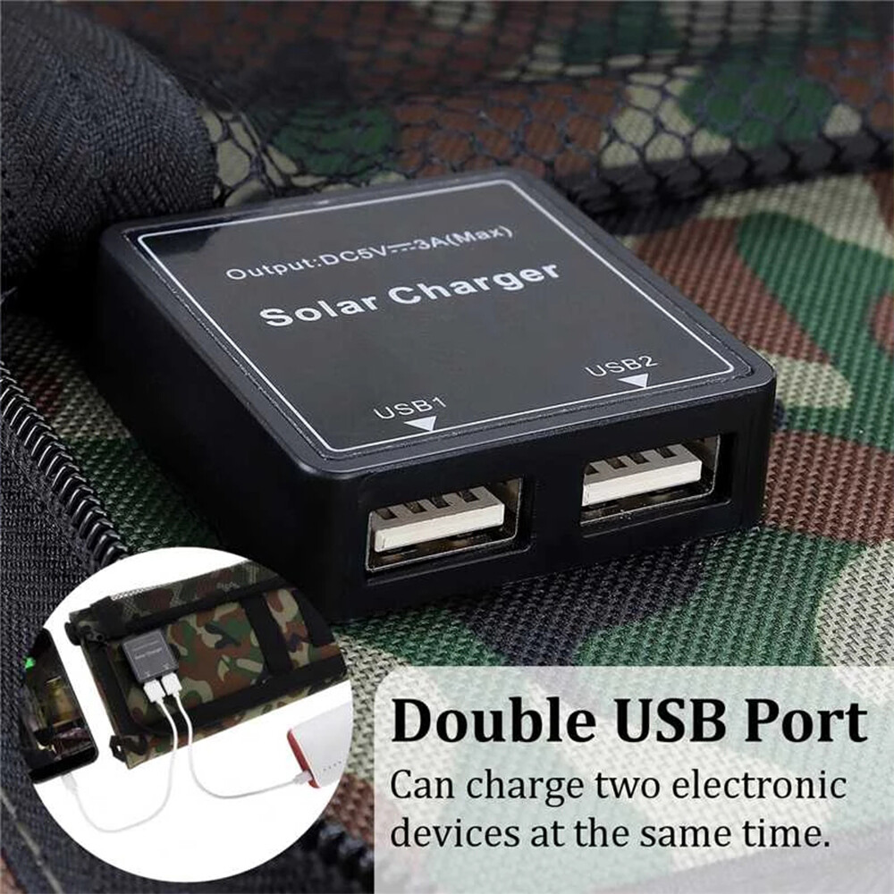 80W USB Solar Panel Folding Power Bank Outdoor Camping Hiking Phone Charger US