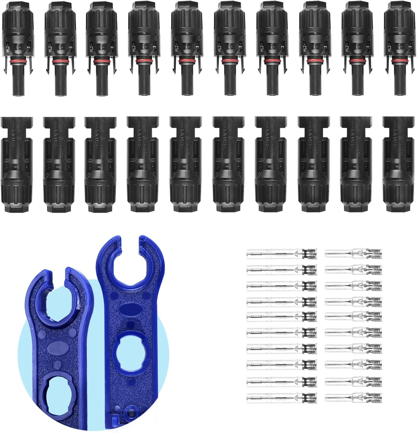 22 PCS Solar Panel Connector Kit – 10 Pairs Connectors, 2 Spanner for Solar Pane