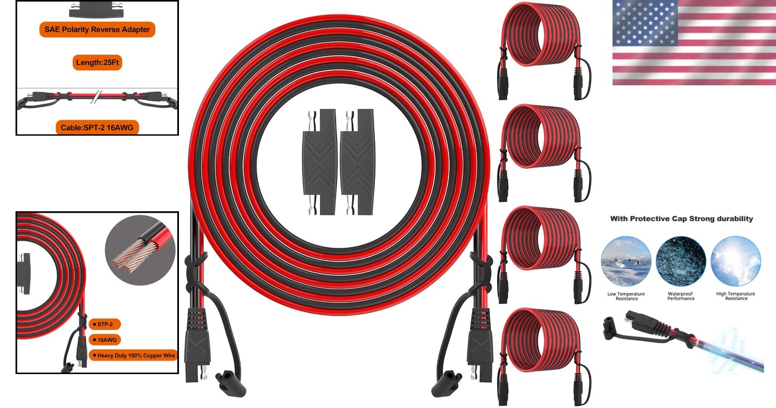 Universal SAE Quick Disconnect Wire 4-Pack