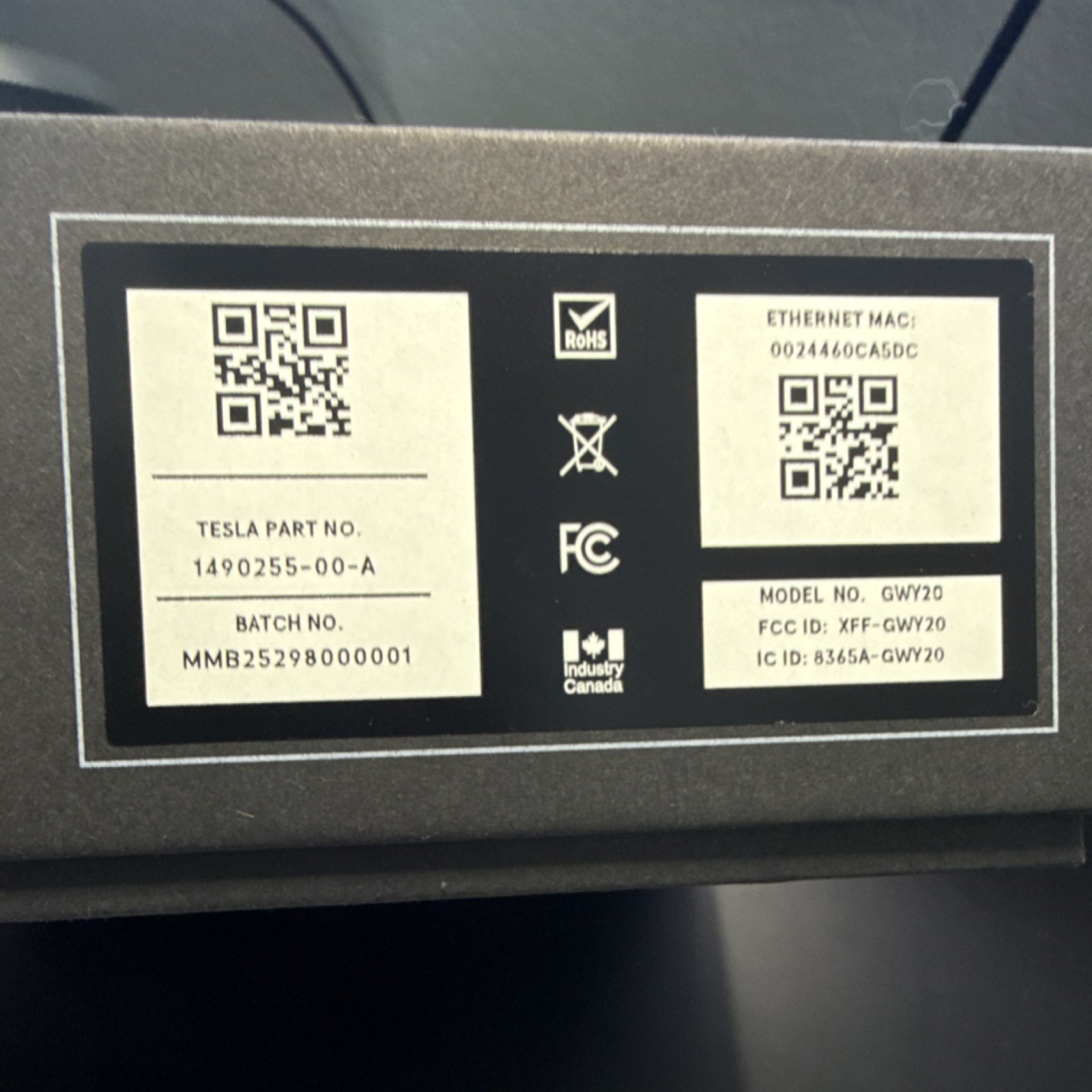Tesla GWY20 Solar Gateway RoHS Compliant Black 1490255-00-A