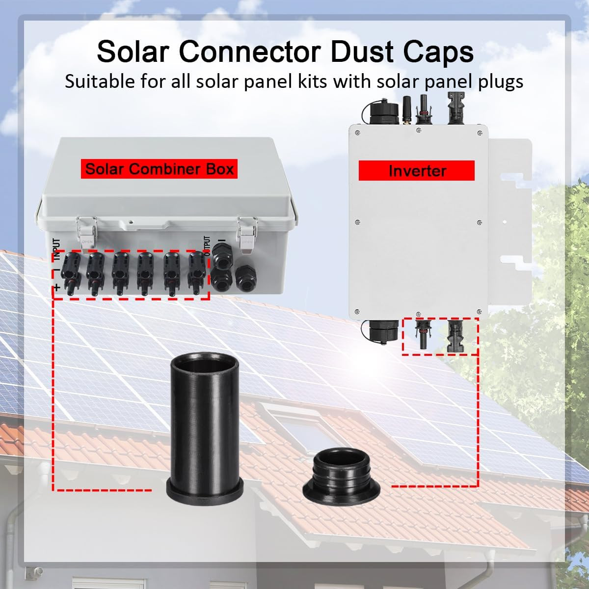 ELFCULB Solar Panel Plug Caps Weather Resistant Dust Male and Female Cap for Sol
