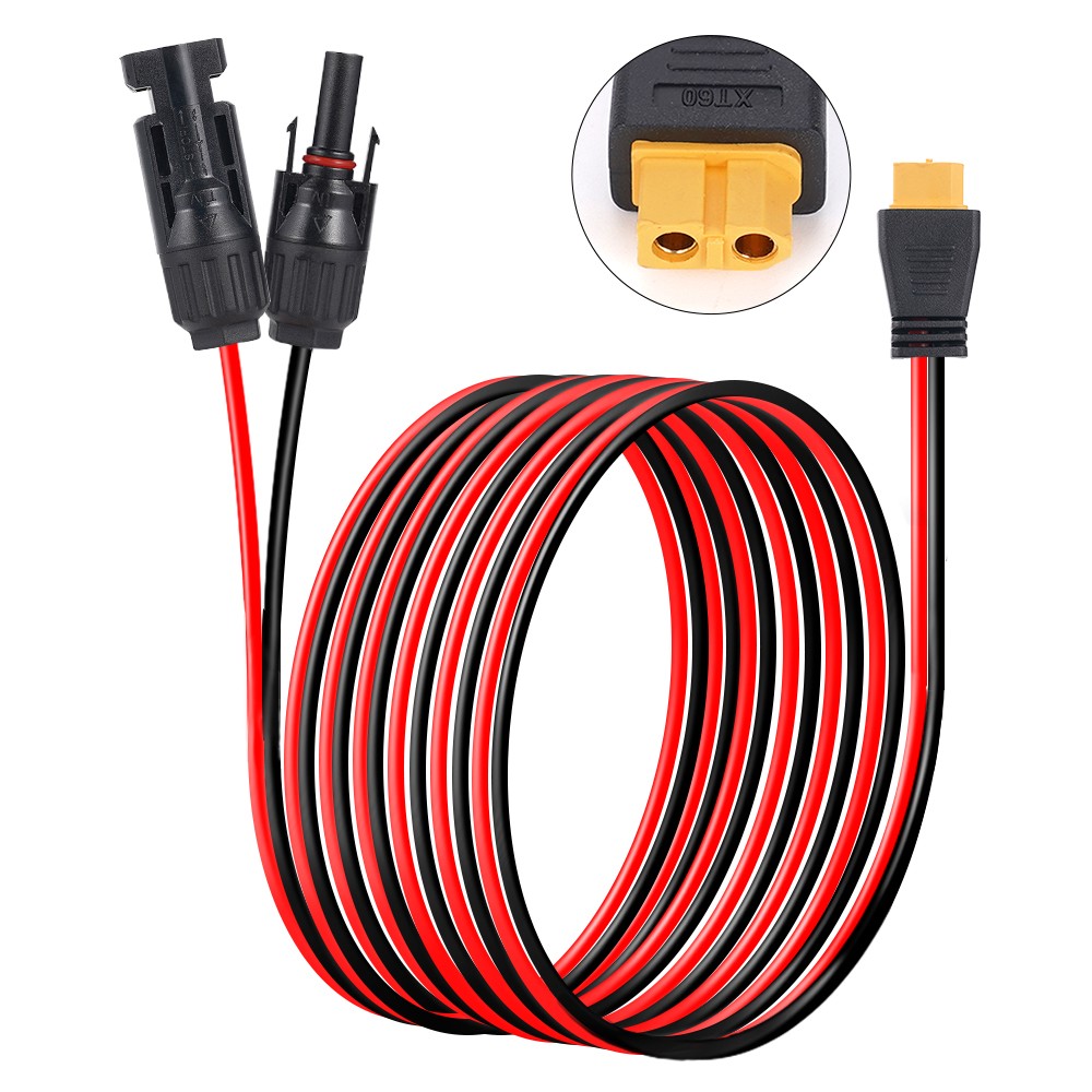 10 ft 12AWG XT60 Female to Solar Connector Extension Cable Wire Solar Generator