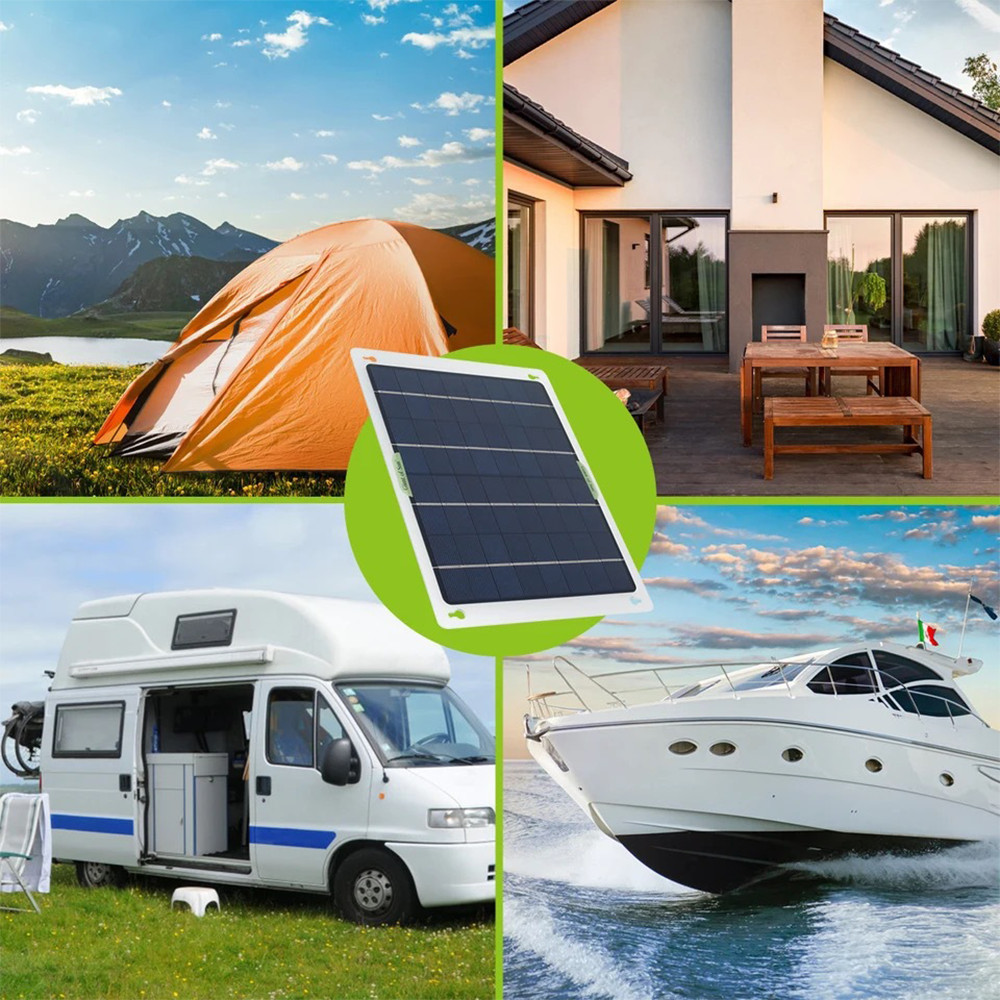 12V Solar Battery Trickle Charger 30W Solar Panel Maintainer Kit for Car RV Boat