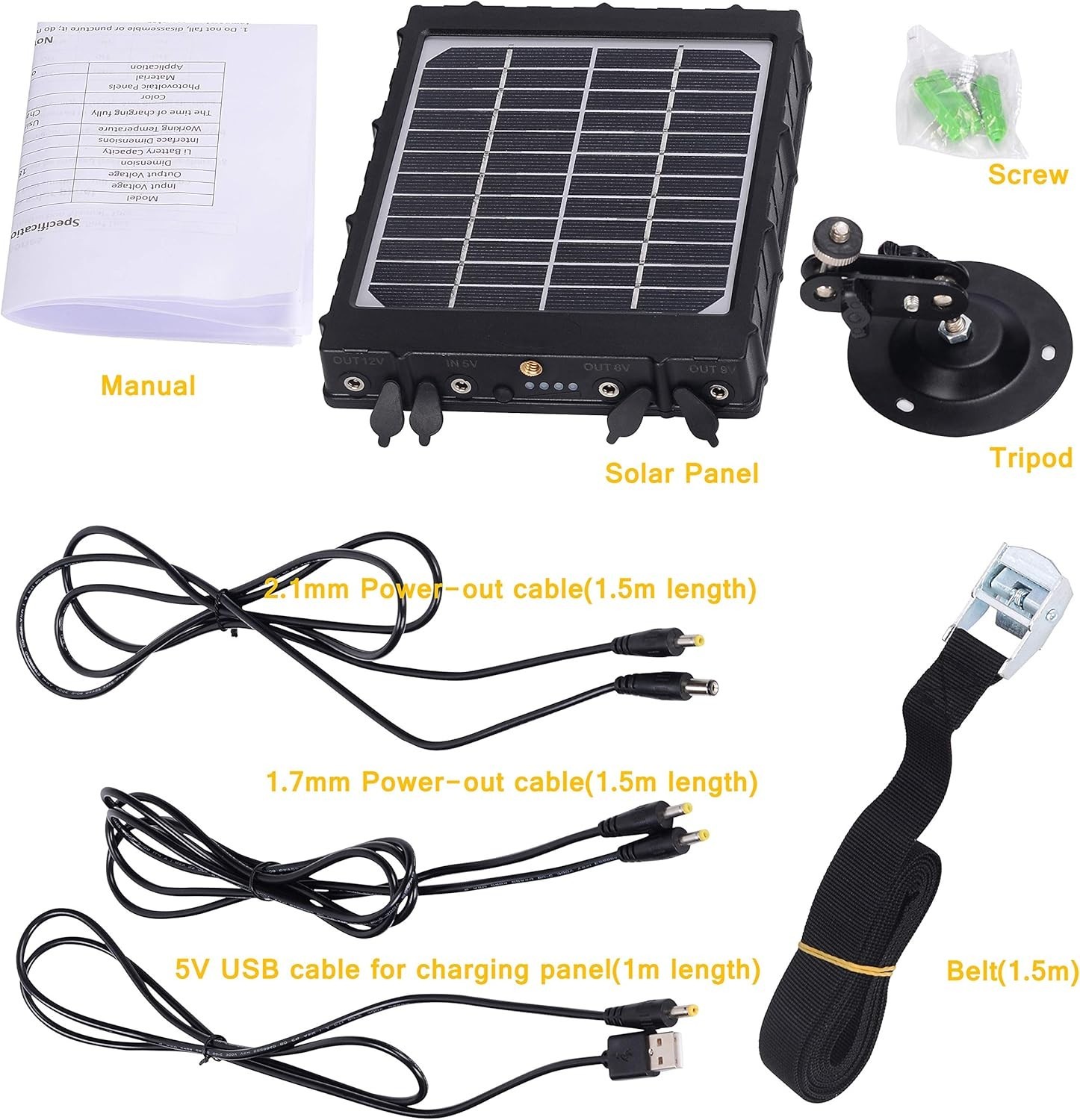 Durable 3W Solar Charger for 12V/9V/6V Trail Cameras – Lightweight & Efficient