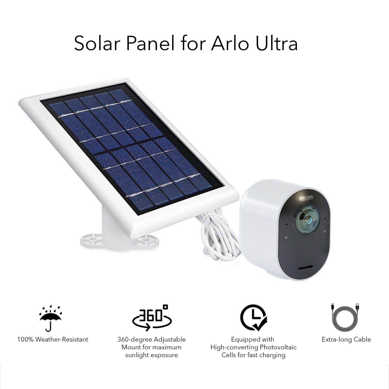 Wasserstein Solar Panel for Arlo Ultra/Ultra 2, Arlo Pro 3/Pro 4/Pro 5S