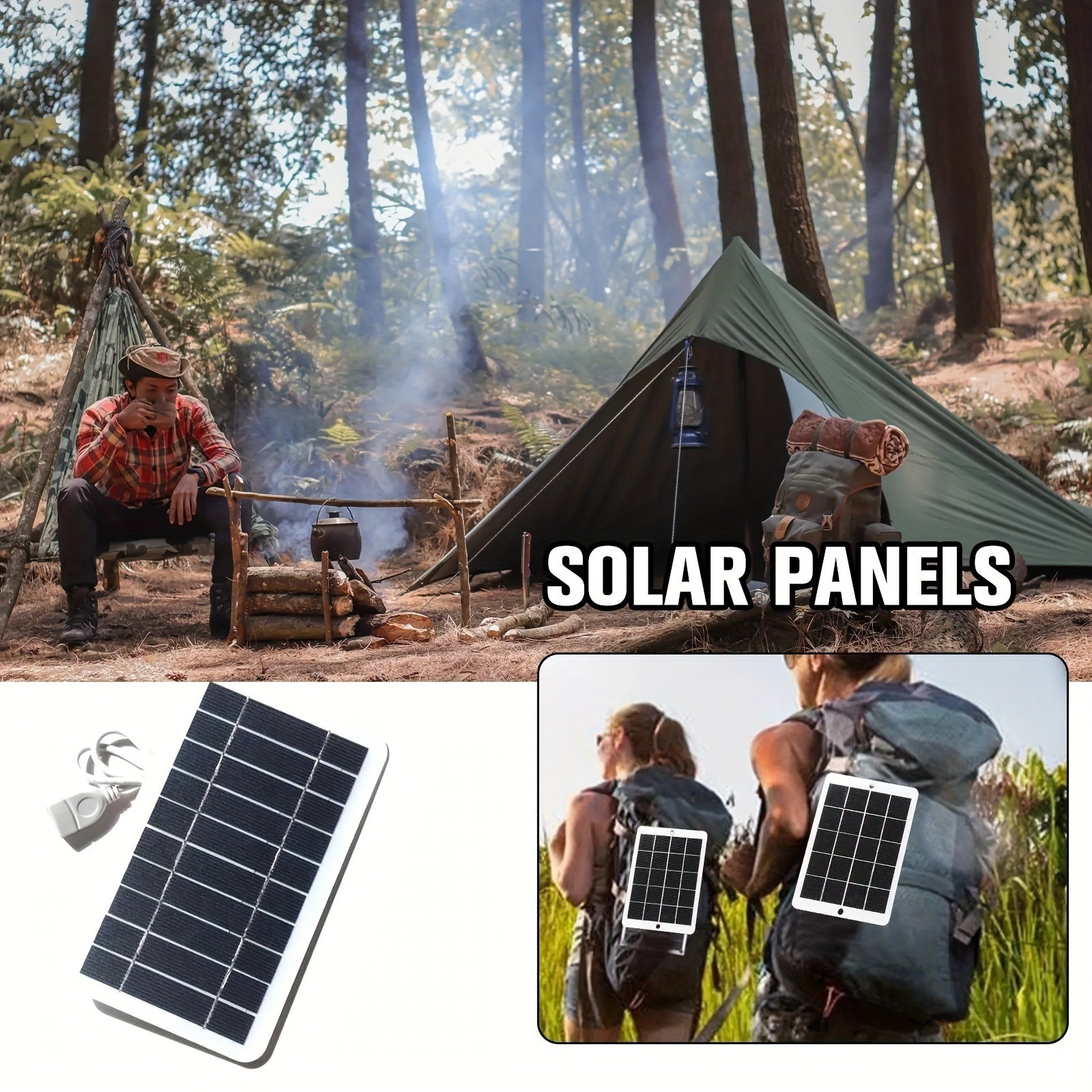 Dustproof Travel-Friendly 5V 2W Portable Solar USB Charger for Outdoor Emergency