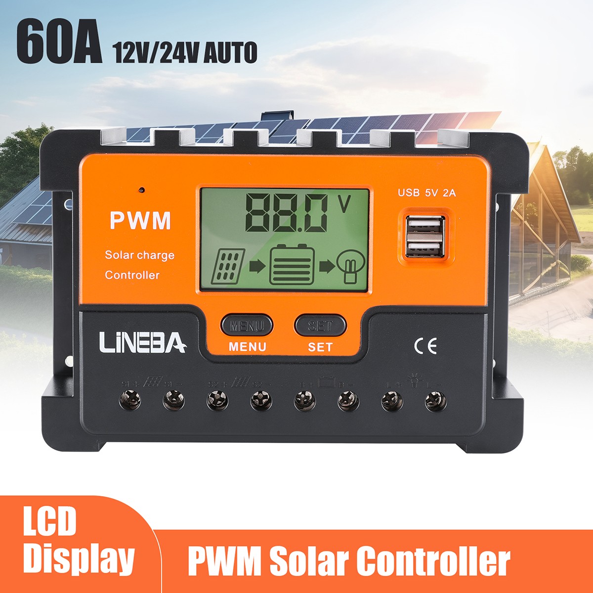 12/24V 10-100A MPPT PWM Solar Panel Regulator Battery Charge Controller Inverter