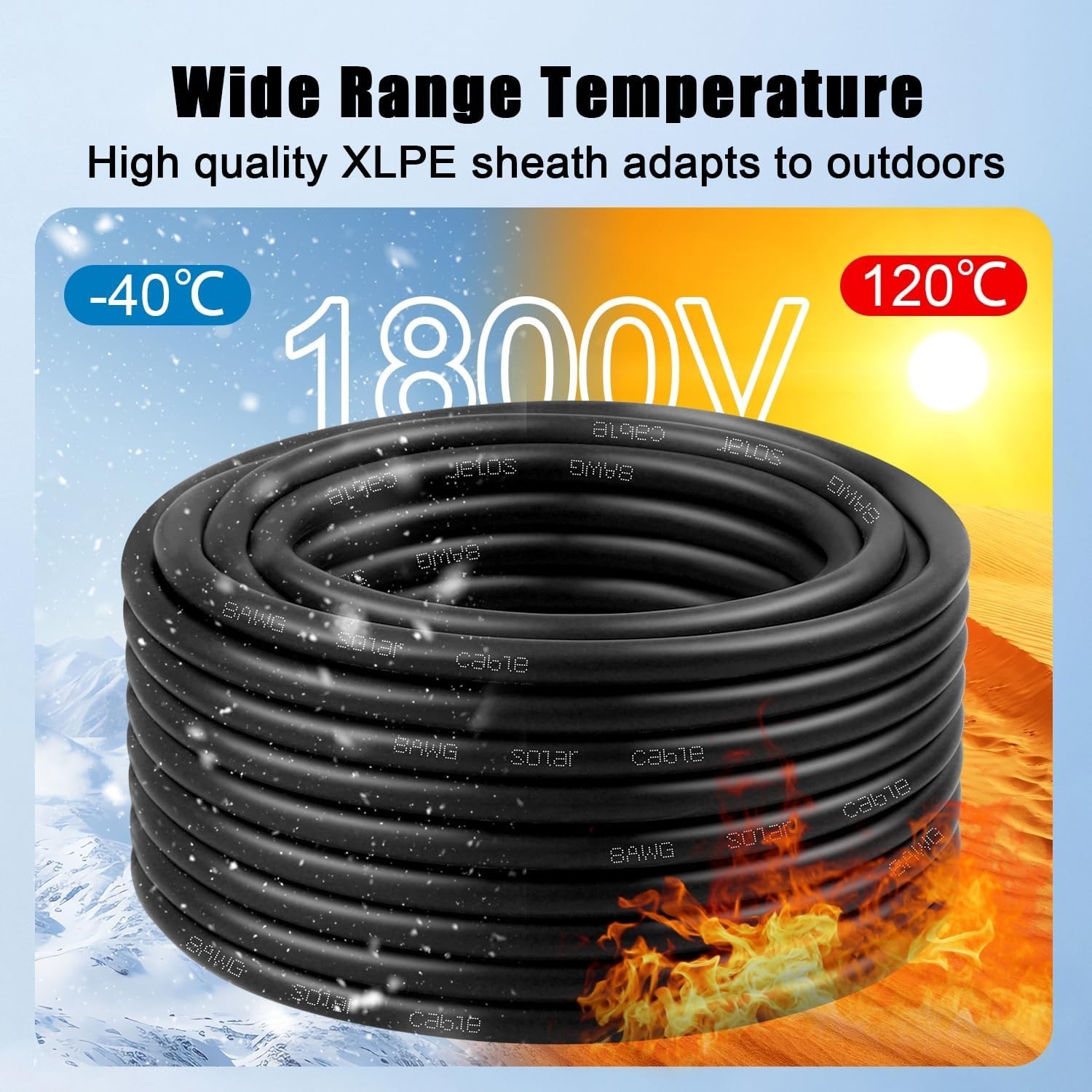 8 AWG Solar Cable 50FT Red and Black Tinned Copper Wire for RV Marine Outdoor