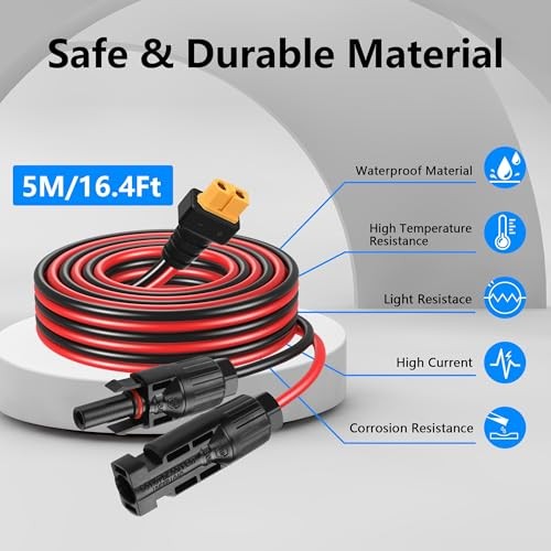 Solar Panel Connector to XT60 Connector Cable 16.4FT 14AWG Solar Connector to