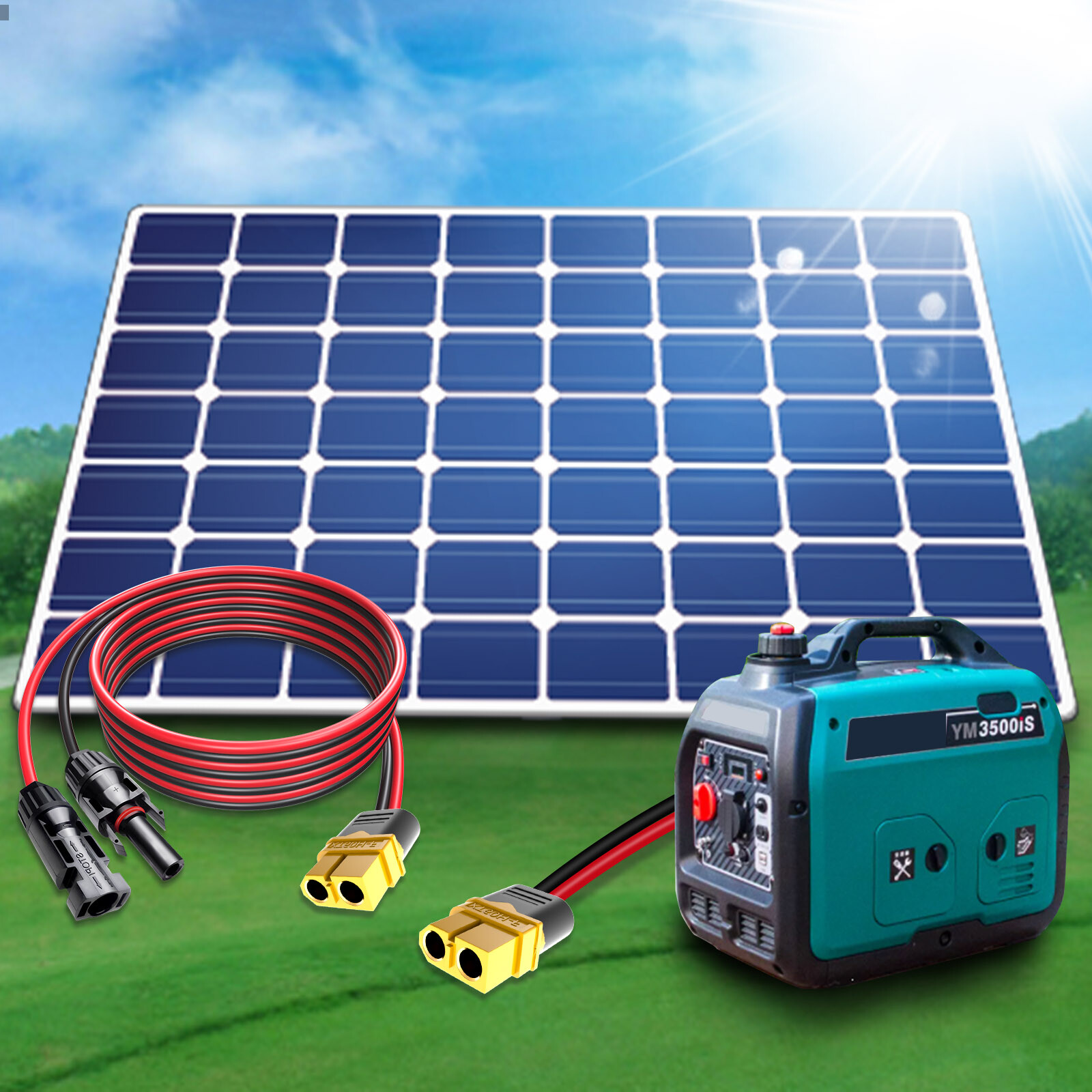 XT60 Adapter to Solar Male Female Connector Extension Charge Cable 3M Wire 12AWG