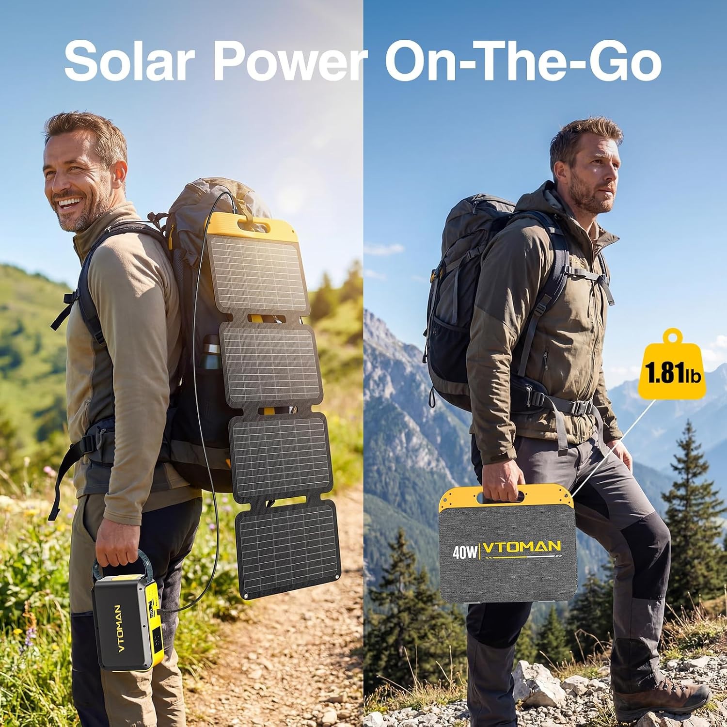 VTOMAN VS40 Portable Solar Panel 40W High Efficiency Foldable Solar – Dual Port!