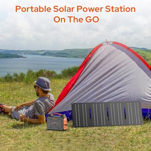 Portable Power Station 100W, Power Pack with 110V AC Outlet, Grey Orange