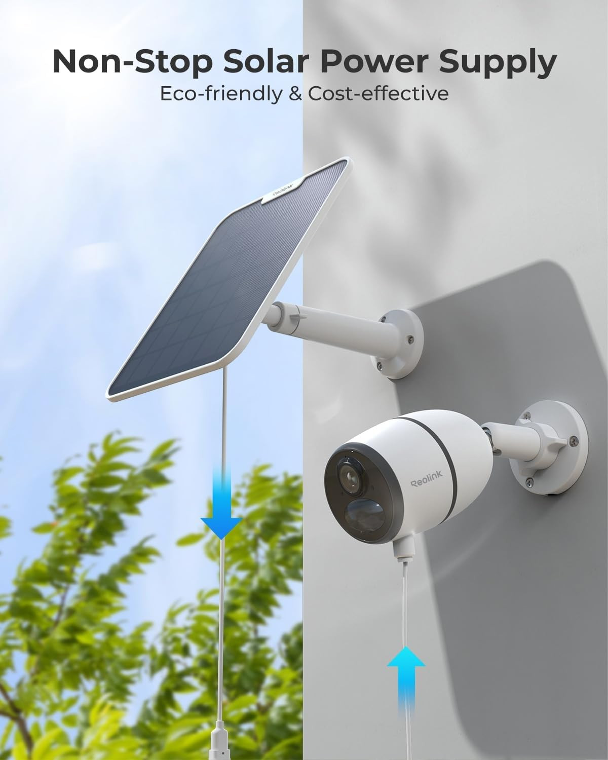 REOLINK 6W Solar Panel White, Non-Stop Solar Power Supply for All Wireless Batte